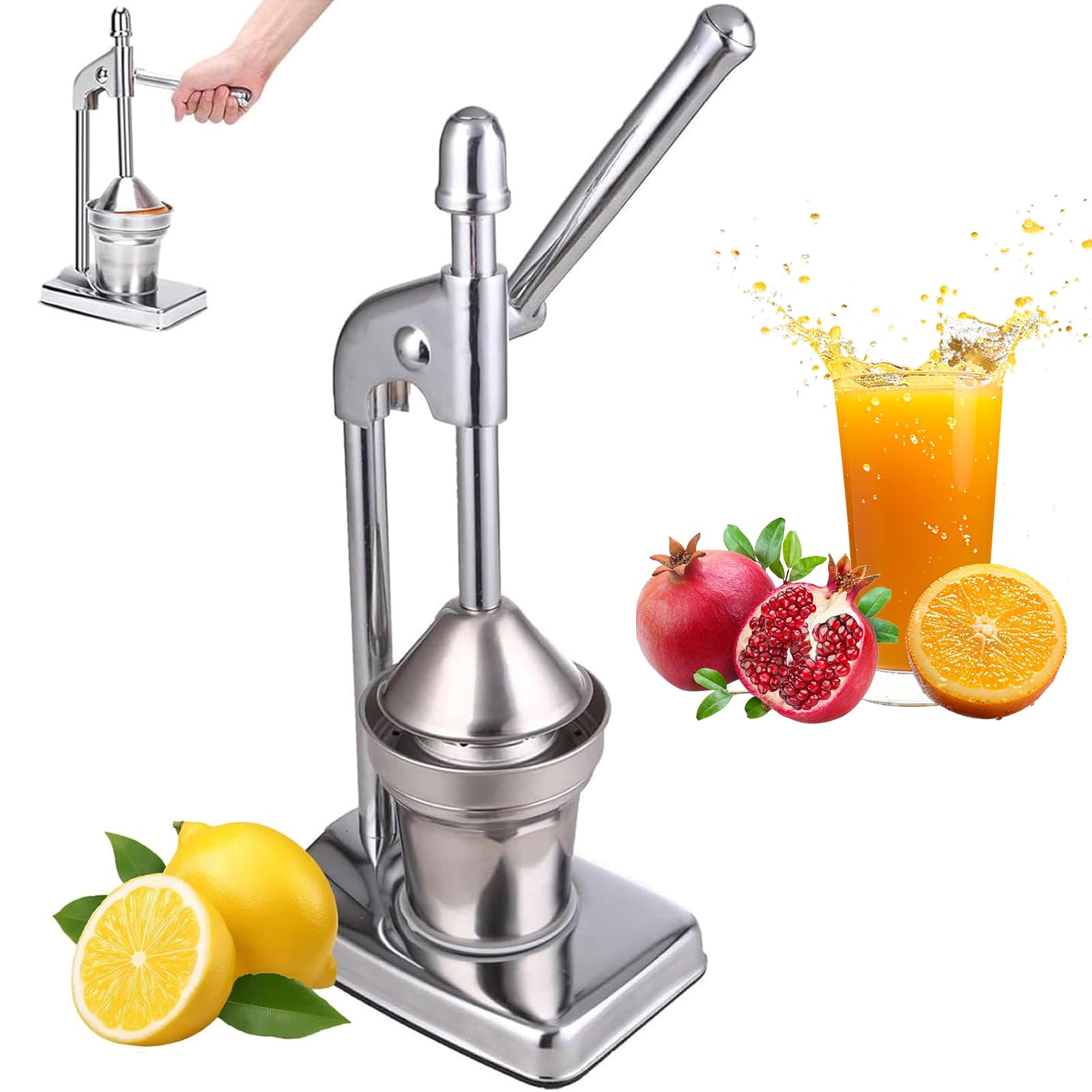 Sokowirówka do cytrusów, wytrzymała aluminiowa prasa do owoców z sitkiem ze stali nierdzewnej, oszczędzająca wysiłek, sokowirówka pomarańczowa, cytryna, limonka, do użytku domowego i komercyjnego