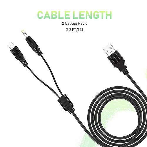 Miniatura 4 de Paquete de 2 cables de carga PSP, cable de alimentación USB portátil PSP y cable de datos para Sony PSP 1000 2000 3000, cable de carga 2 en 1
