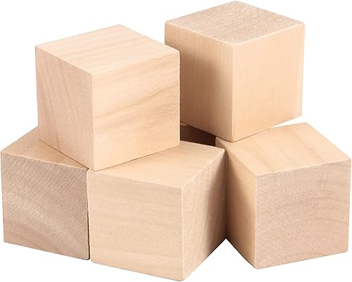 Miniatura 4 de ZOENHOU Juego de 60 bloques de madera de 1.5 pulgadas, cubos de madera maciza natural de primera calidad, sin acabar, para pintar, decorar, hacer