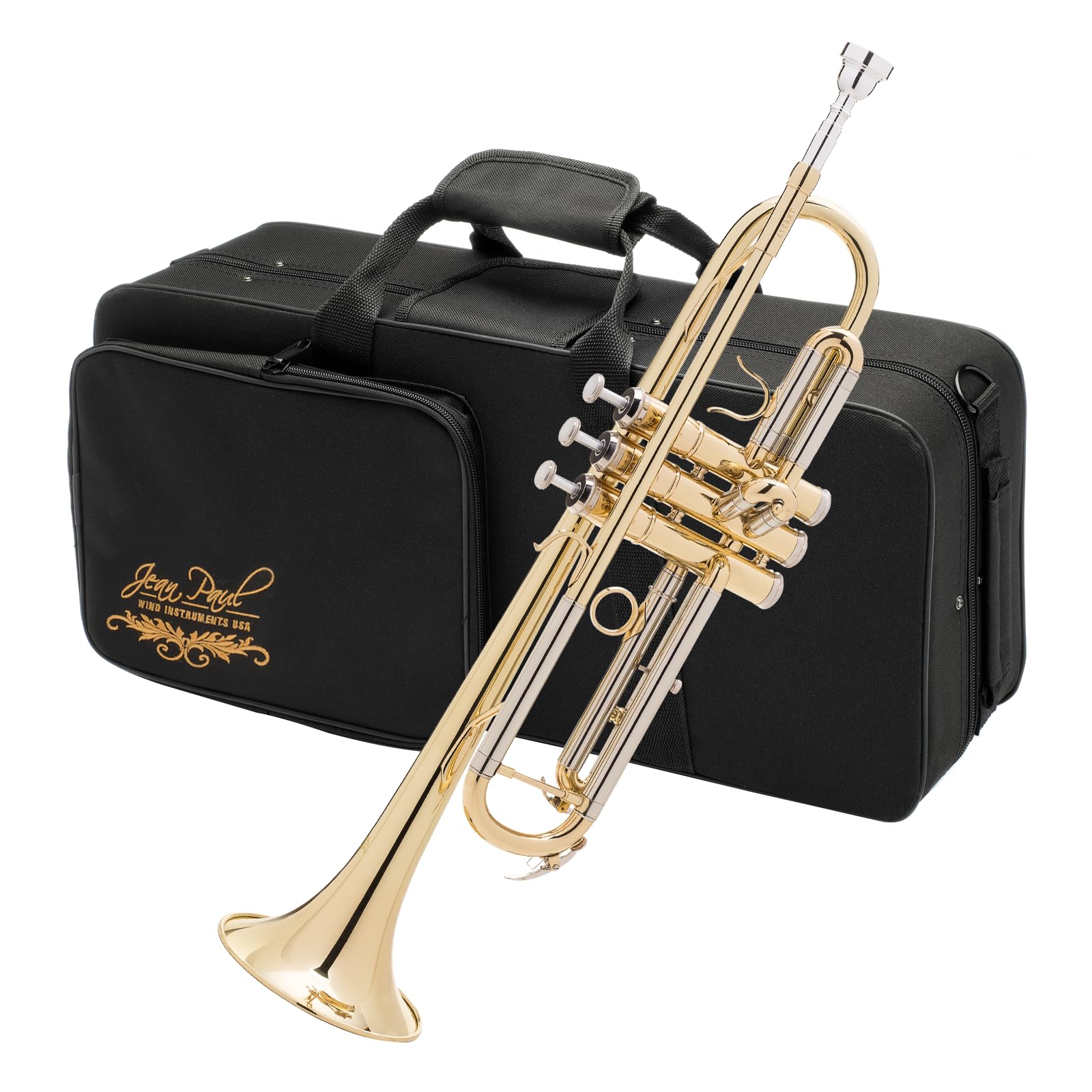 Jean Paul TR-330 Student Bb Trumpet, Two-Piece Yellow Brass Bell, Stainless Steel Valves, U.S. Play-Tested, Gold Lacquer Finish, 7C Mouthpiece and Semi-Hard Case Included
