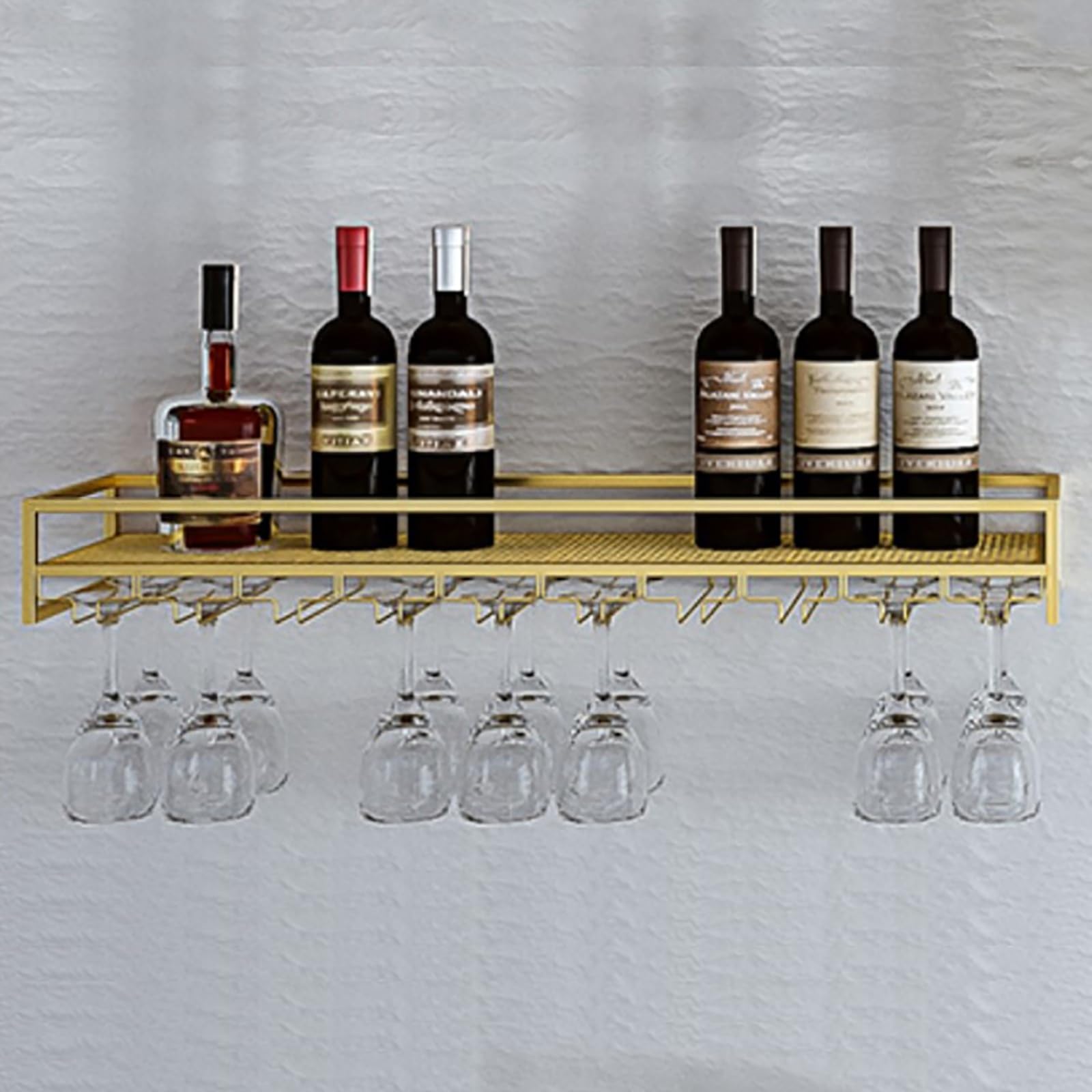 FUYAO Wall Mounted Wine Display Rack, Hanging Industrial Round Wine Racks, Bar Unit Floating Shelves, Glass Rack Iron Display Stand For Home, Restaurant, Bars