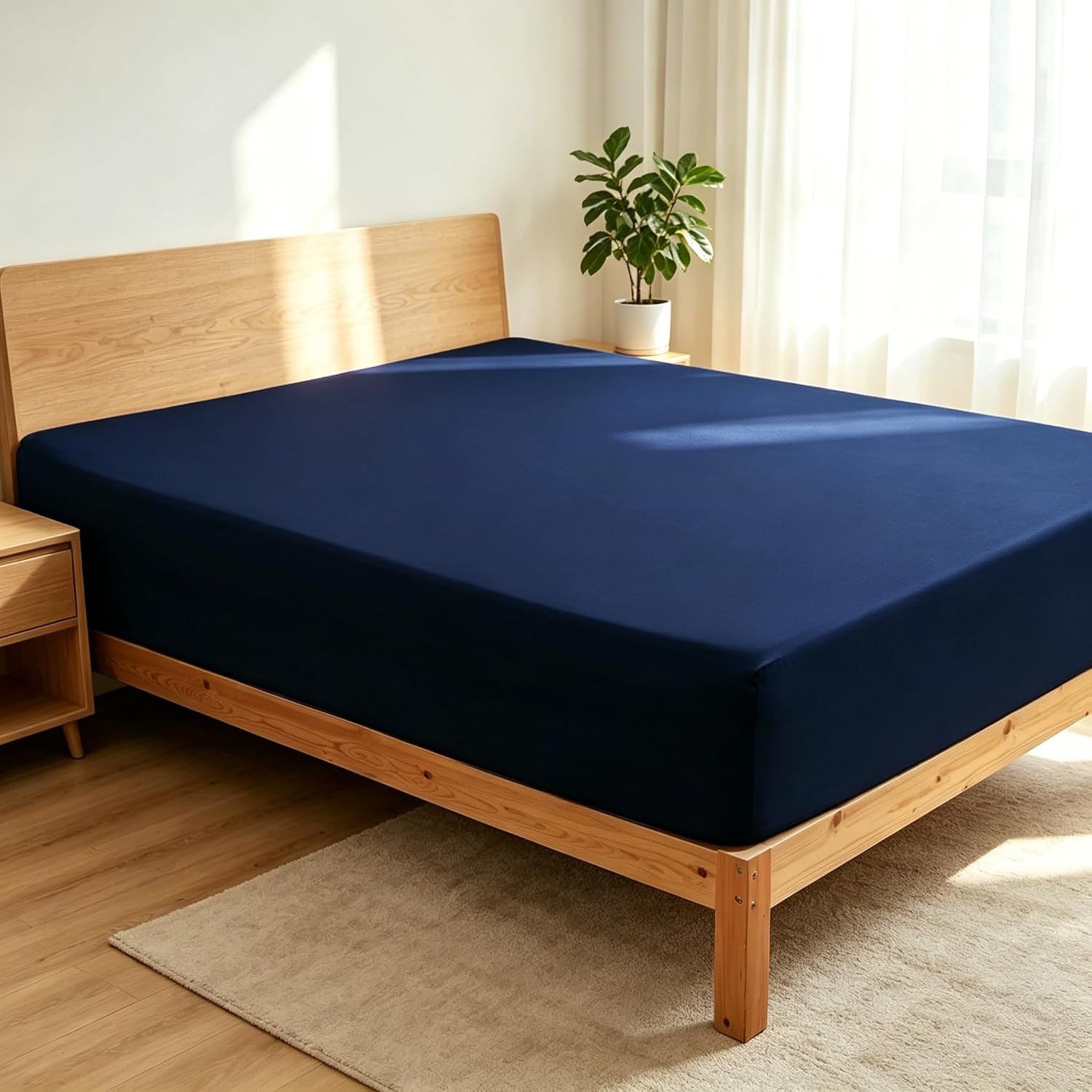 Shunjie.Home 100% Egyptian Cotton 400 Thread Count Twin Size Sateen Fitted Sheet Only, Deep Pocket for 15" Mattress, Luxuriously Soft, Durable, and Breathable Bed Linen for Ultimate Comfort