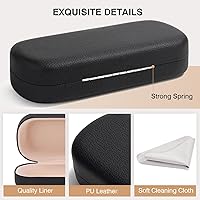 Vista 5 de Marvolia Estuche para gafas de sol, funda rígida grande de piel sintética para gafas de sol