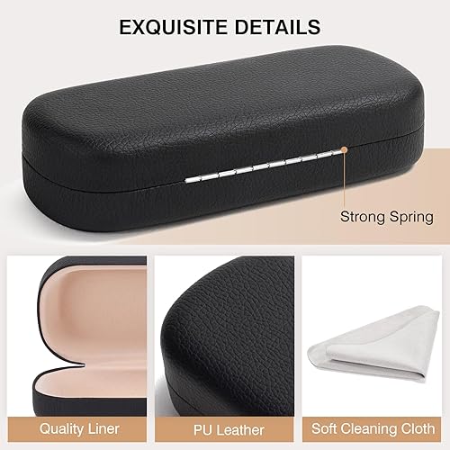 Miniatura 5 de Marvolia Estuche para gafas de sol, funda rígida grande de piel sintética para gafas de sol