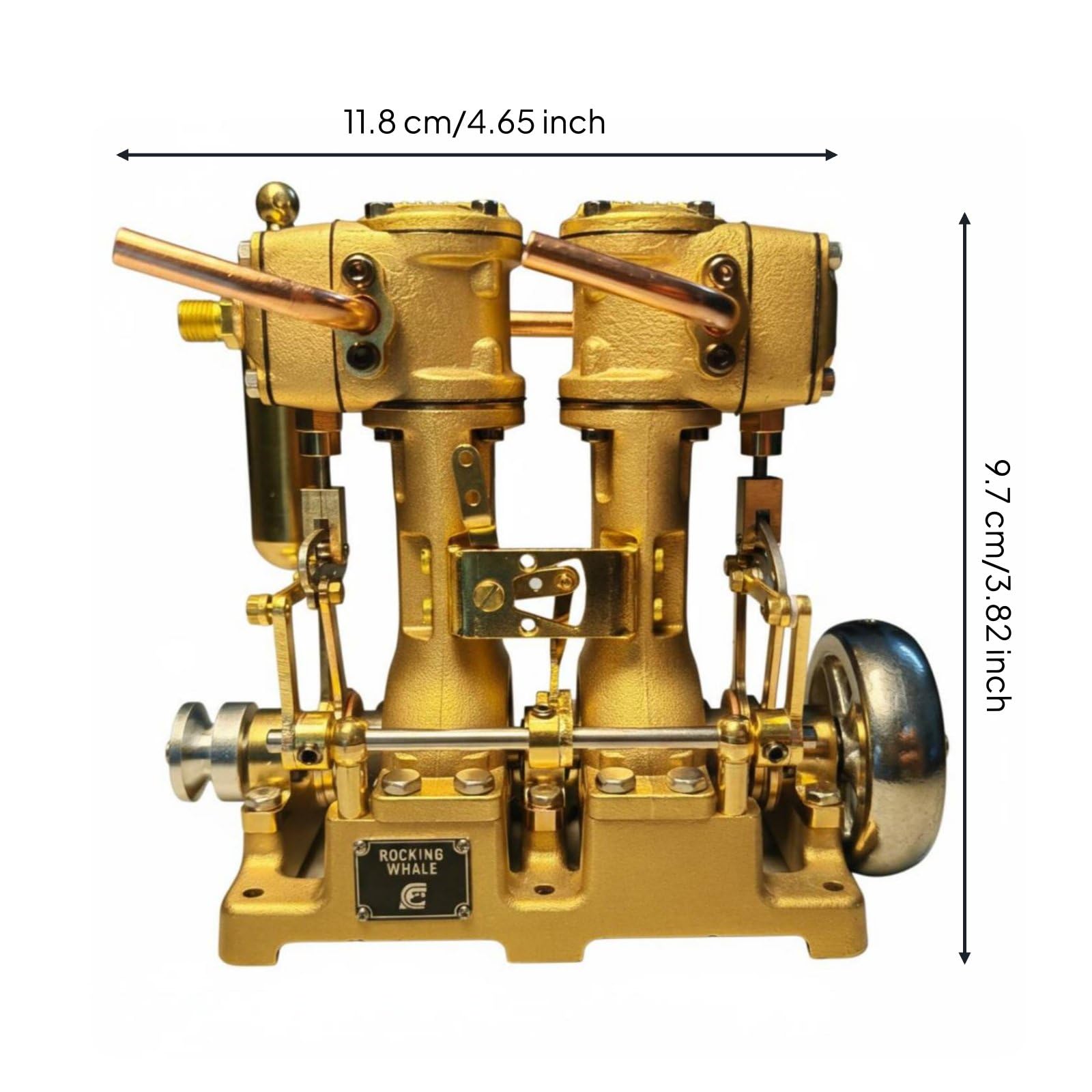 MagiDeal Motore a Vapore Modello Mini Dispositivo Pistone Corpo in Ottone Pressofuso Componenti in Acciaio Cnc Funzionamento con Pompa d'Aria, L2 Inline Twin