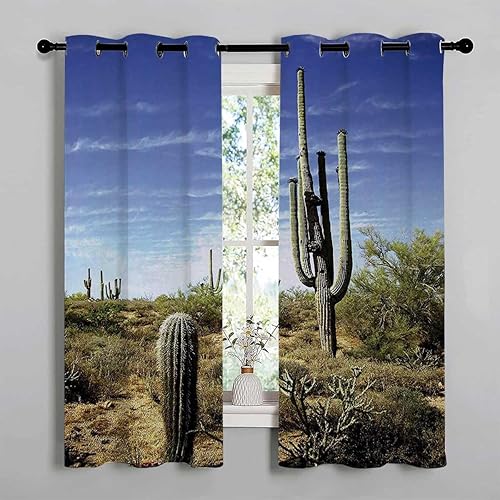 Cortinas para Cocina Saguaro Grommet Short Door Alternatives Window Noise Blocker 55Inch Width by 55Inch Length,2 Panels