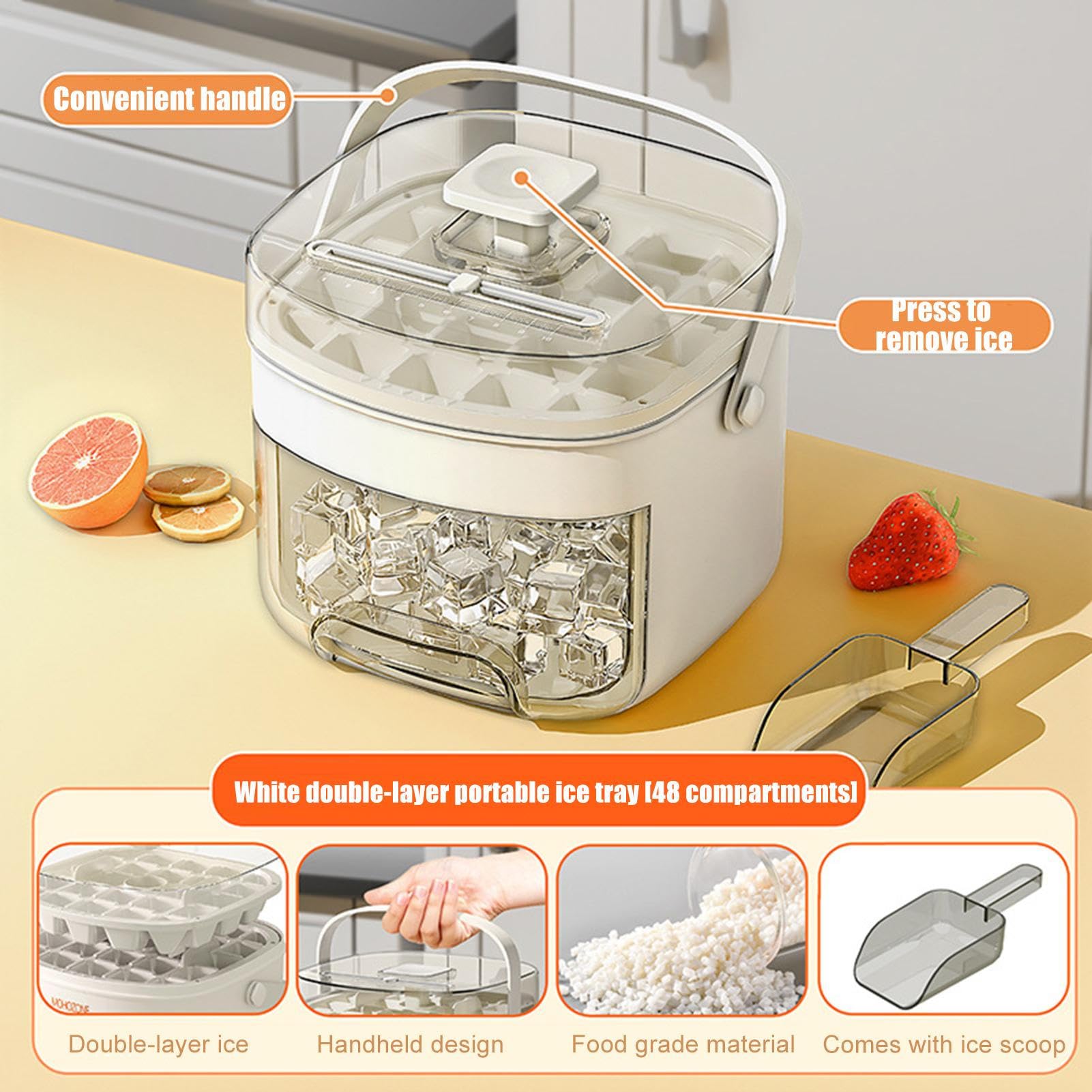 Bandeja Con Tapa Para Hielo Moldes Reutilizables Portátiles de Desmolde