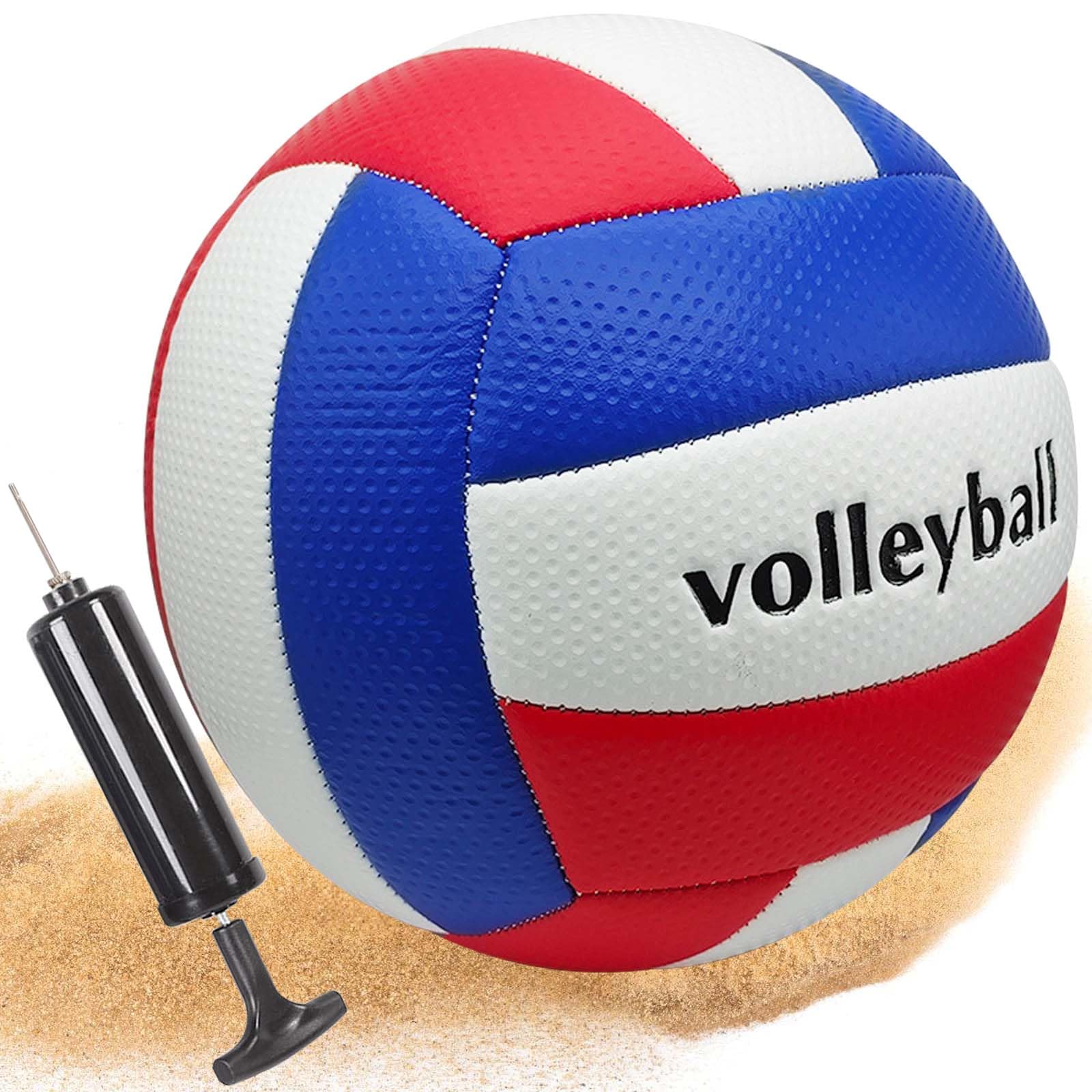 Soft Leather Beach Volleyball Size 5 with Ball Pump Water Resistant Outdoor Indoor Official Beach Volleyball for Girls Youth Adults