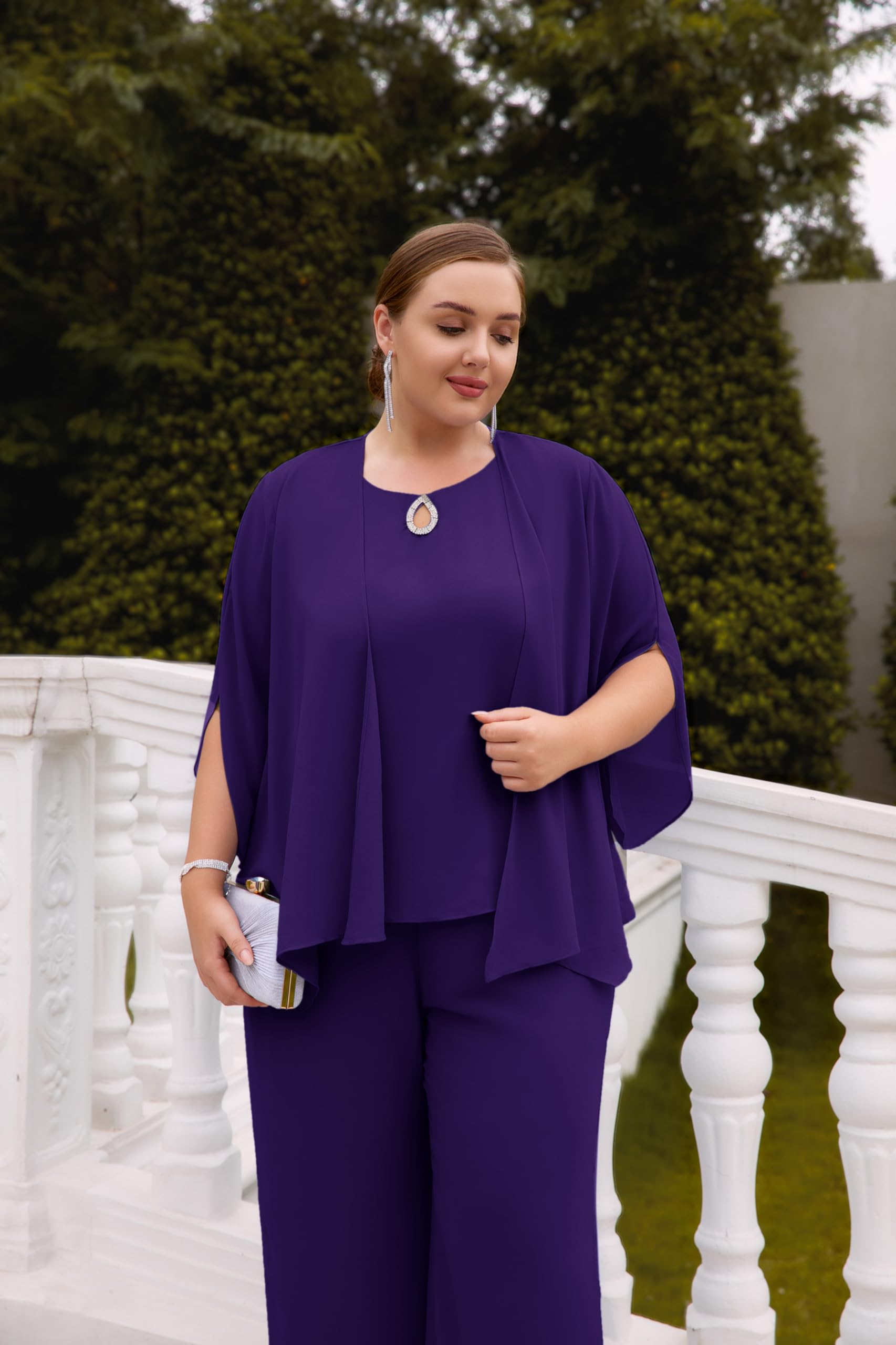 Hanna Nikole Plus Size Pantaloni Vestiti 3pcs Madre della Sposa Abiti per Ospite di Nozze