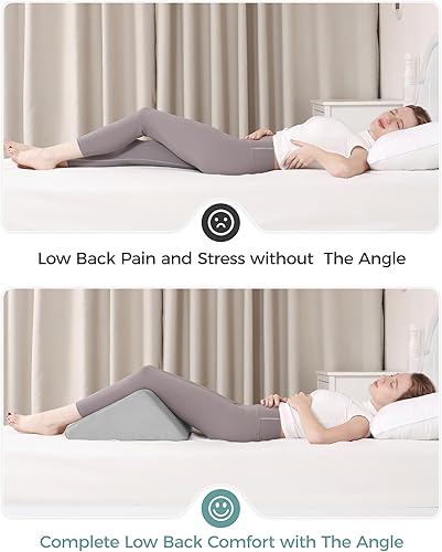 Miniatura 5 de Lossey Almohada de cuña de rodilla con espuma viscoelástica pura, almohada de cuña de cama de 8 pulgadas para dormir, almohada triangular para apoyo