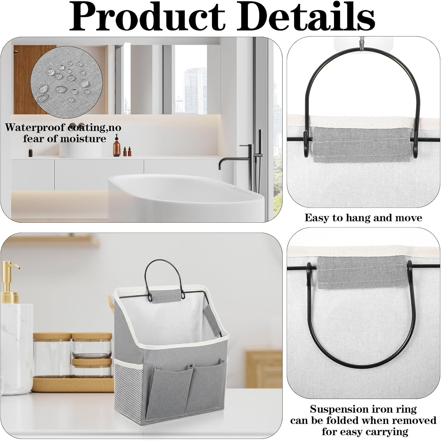 Wall Hanging Storage Bag Cotton Linen Hanging Storage Basket with Pockets Over the Door Organizer Wall File Organizers Desktop Organizer Basket For Kitchen Bedroom Bathroom Office Camper - Image 5