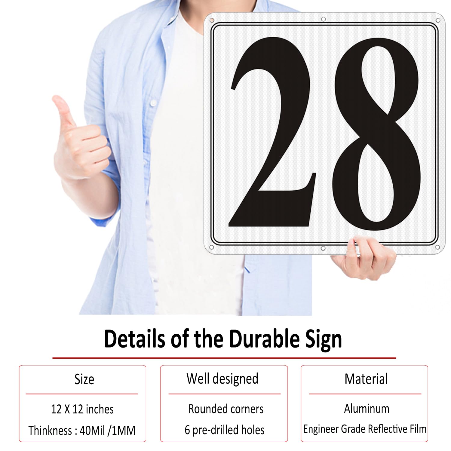 Reflektierendes Parkplatzschild 20,3x30,5cm - Aluminium Nummernschild Für Auffahrt