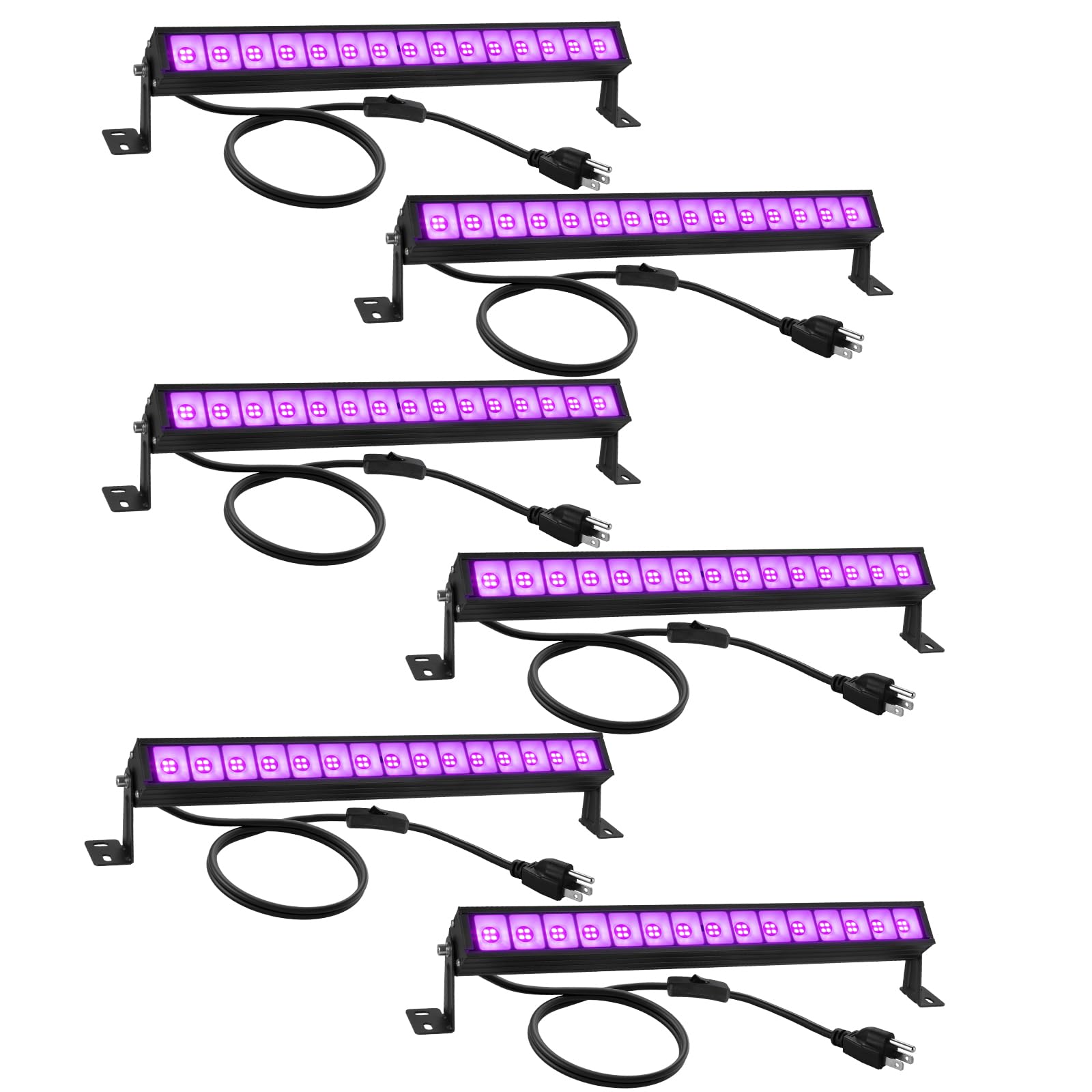 6 Pack 38W LED Black Light Bar, Blacklight Bars for Glow Party