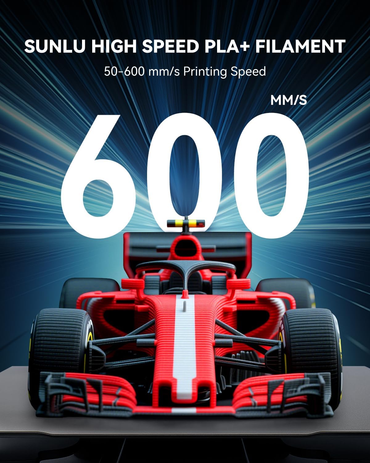 SUNLU Upgrade PLA+2.0 3D Printer Filament, High Speed PLA Plus Filament 1.75mm, 30mm/s - 600mm/s Print Range, Tougher and Stronger, Dimensional Accuracy +/-0.02mm, 1KG Spool(2.2lbs), Black - Image 2