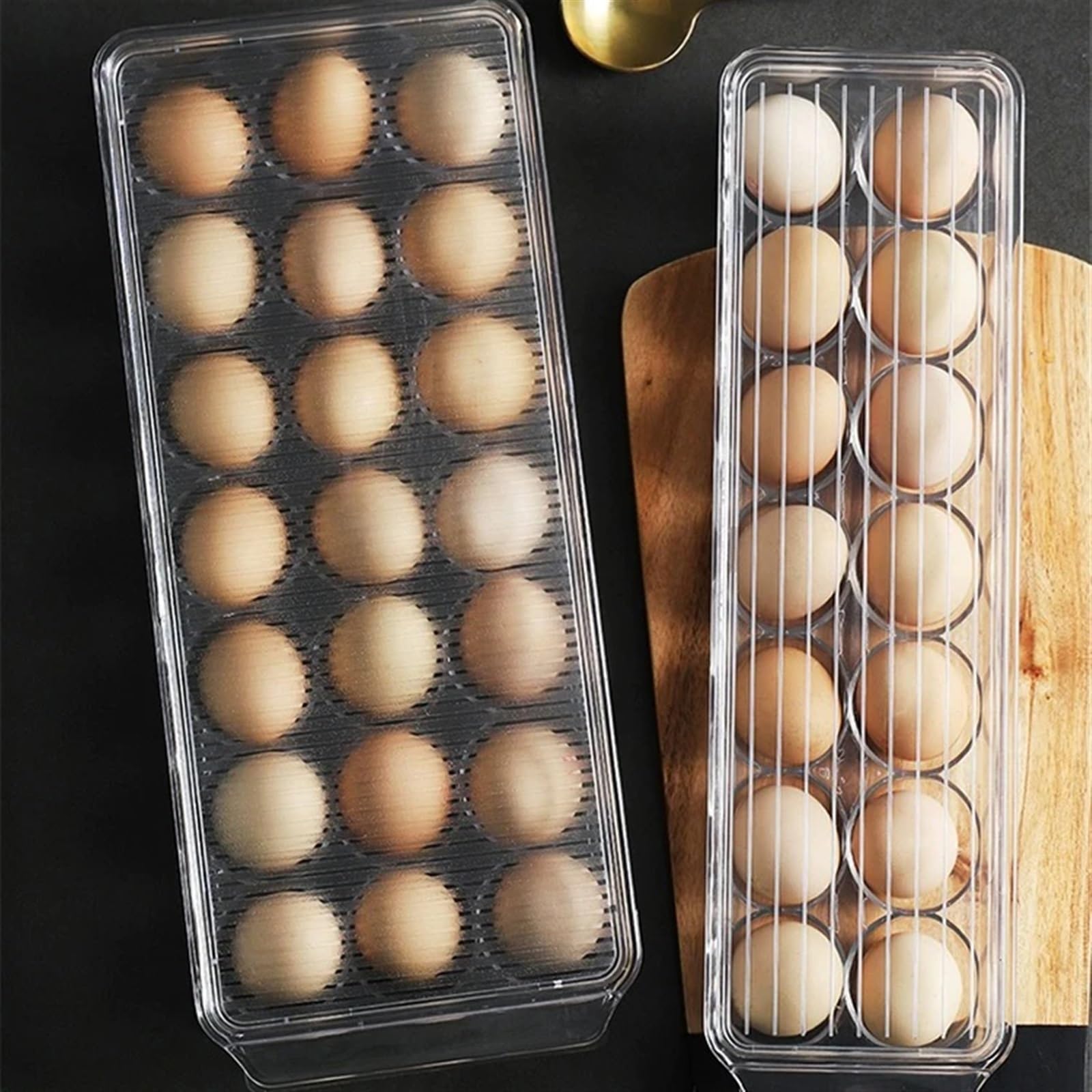 Organizador Nevera Contenedor de huevos con tapa, caja de plástico for almacenamiento de huevos, bandeja apilable for huevos, refrigerador, organizador de mantenimiento fresco, caja de almacenamiento