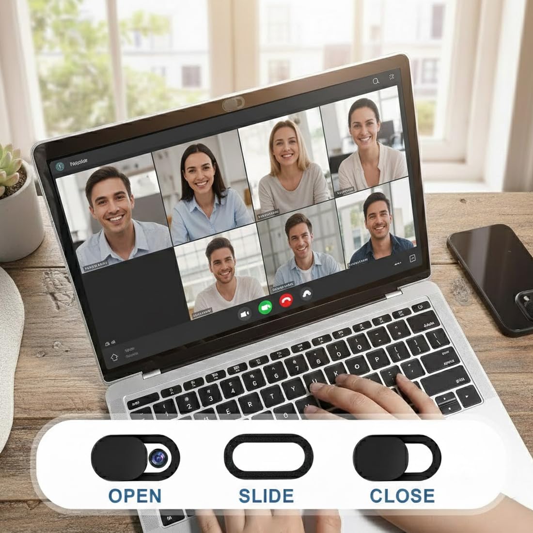 Copri Webcam 30 Pezzi con Salviette Detergenti, Copertura Fotocamera Laptop Nera Ultra Sottile, Set Protezione per PC e Smartphone