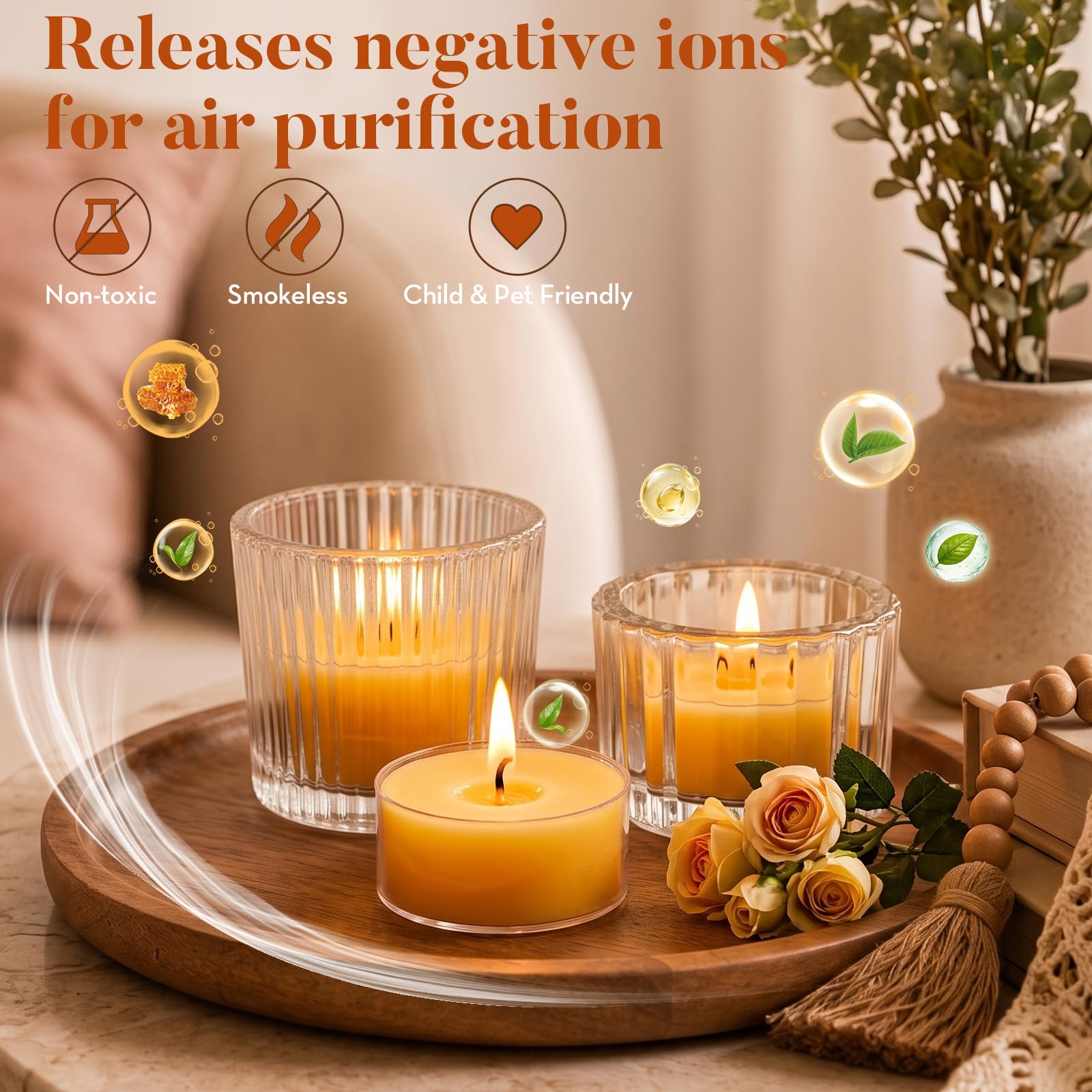Ashlux Lot de 48 bougies chauffe-plat en cire d'abeille, 4 heures de