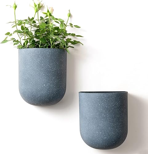 LA JOLIE MUSE Macetas colgantes de pared para plantas de interior, macetas colgantes para plantas de aire suculentas, juego de 2, 6 pulgadas, gris