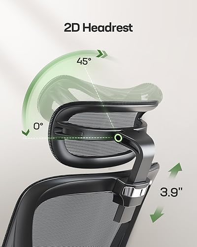 Miniatura 5 de Marsail Silla ergonómica de escritorio para oficina Silla ergonómica para juegos con soporte lumbar ajustable, reposabrazos y reposacabezas