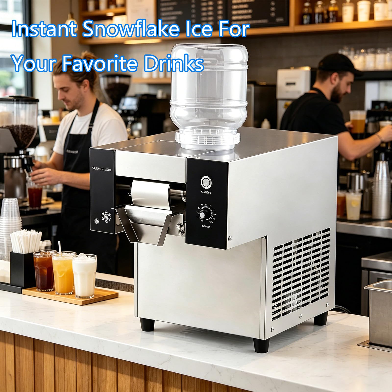 Suave Máquina de Hielo en Escamas Finas: Hielo Esponjoso y cremoso, 80 kg/día, fácil Limpieza, Resistente corrosión. para heladerías, raspados y Eventos al Aire Libre