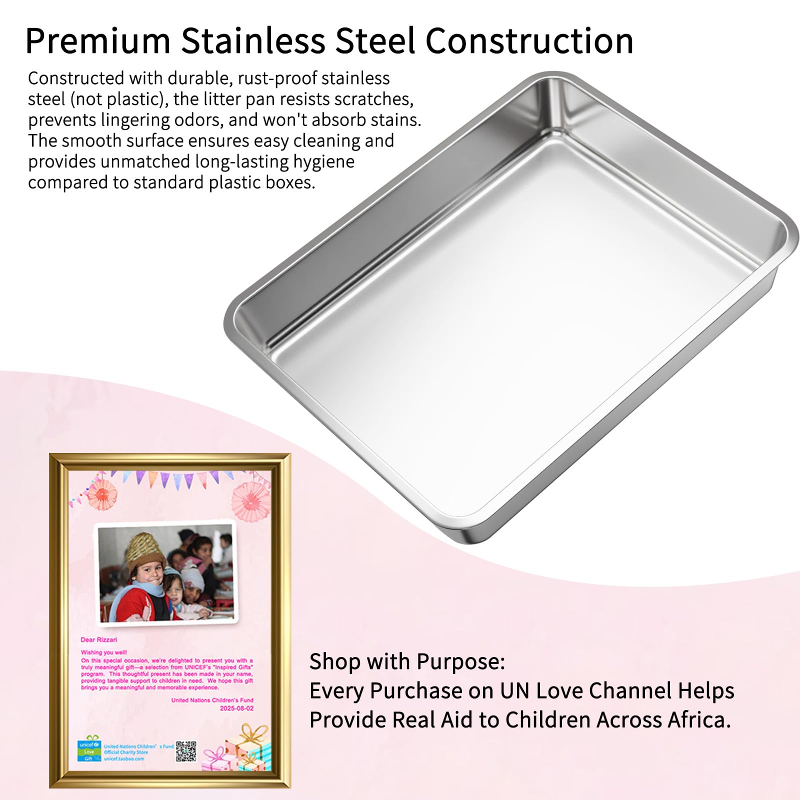 RIZZARI Stainless Steel Cat Box: Spacious Black Enclosed Top-Entry - Teflon Coated Pan Resists Sticking - Reduces Tracking & Odor - Leakproof & Easy to Clean - Fits Large Cats in Living Room Garage - image 7
