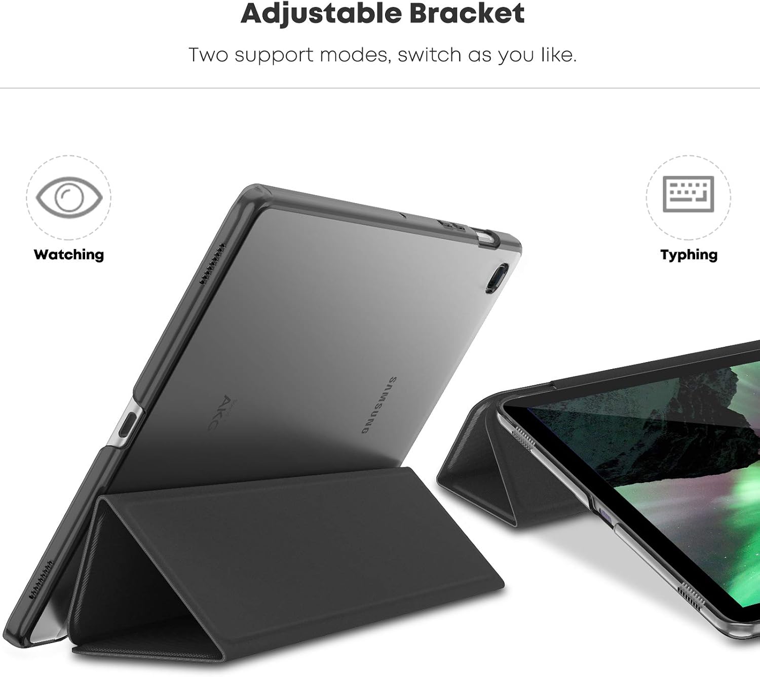 INFILAND Samsung Galaxy Tab S5e 10.5 Case, Slim Case with Translucent Back Protector Compatible with Samsung Galaxy Tab S5e 10.5 Inch Model SM-T720/SM-T725 2019 Release (Auto Wake/Sleep), Black