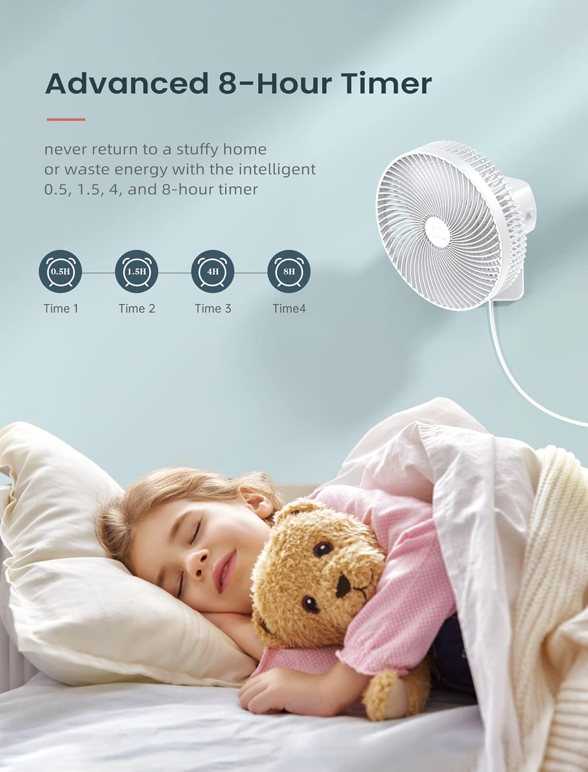 10 Inch Quiet Wall Mount Oscillating Fan with Remote & Timer, 4-Speed Portable Air Circulator for RV Indoor Use, Adjustable Tilt with 5.9ft Adapter, 90° Cooling for Home Office Bedroom Bathroom