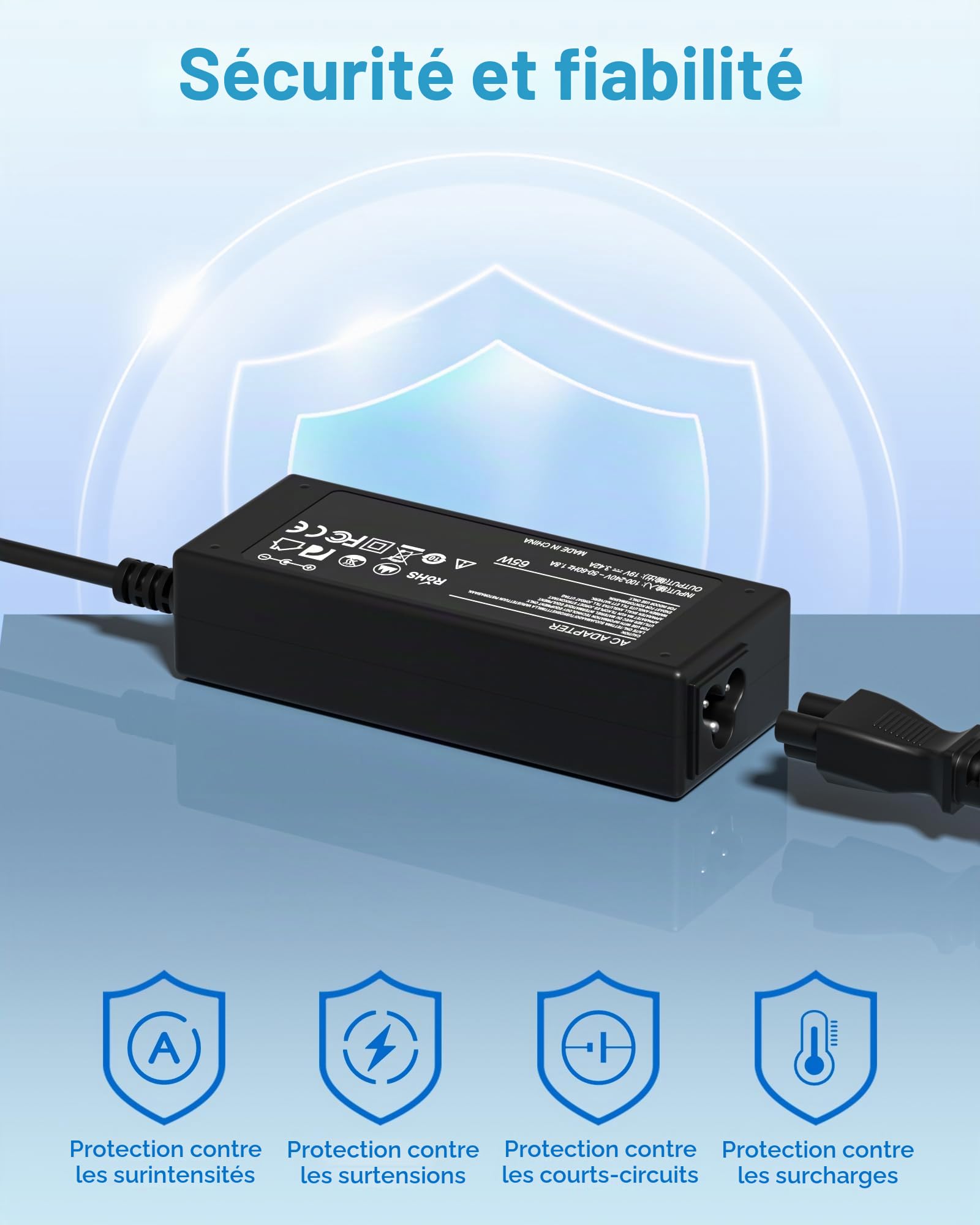 65W Chargeur pour JBL Xtreme, Xtreme 2, Extreme 2, Xtreme Special Edition, Boombox 3, Extreme Plus & FUGOO XL Bluetooth Speacker Box 19V 3.42A Alimentation Adaptateur 5.5mm x 2.5mm