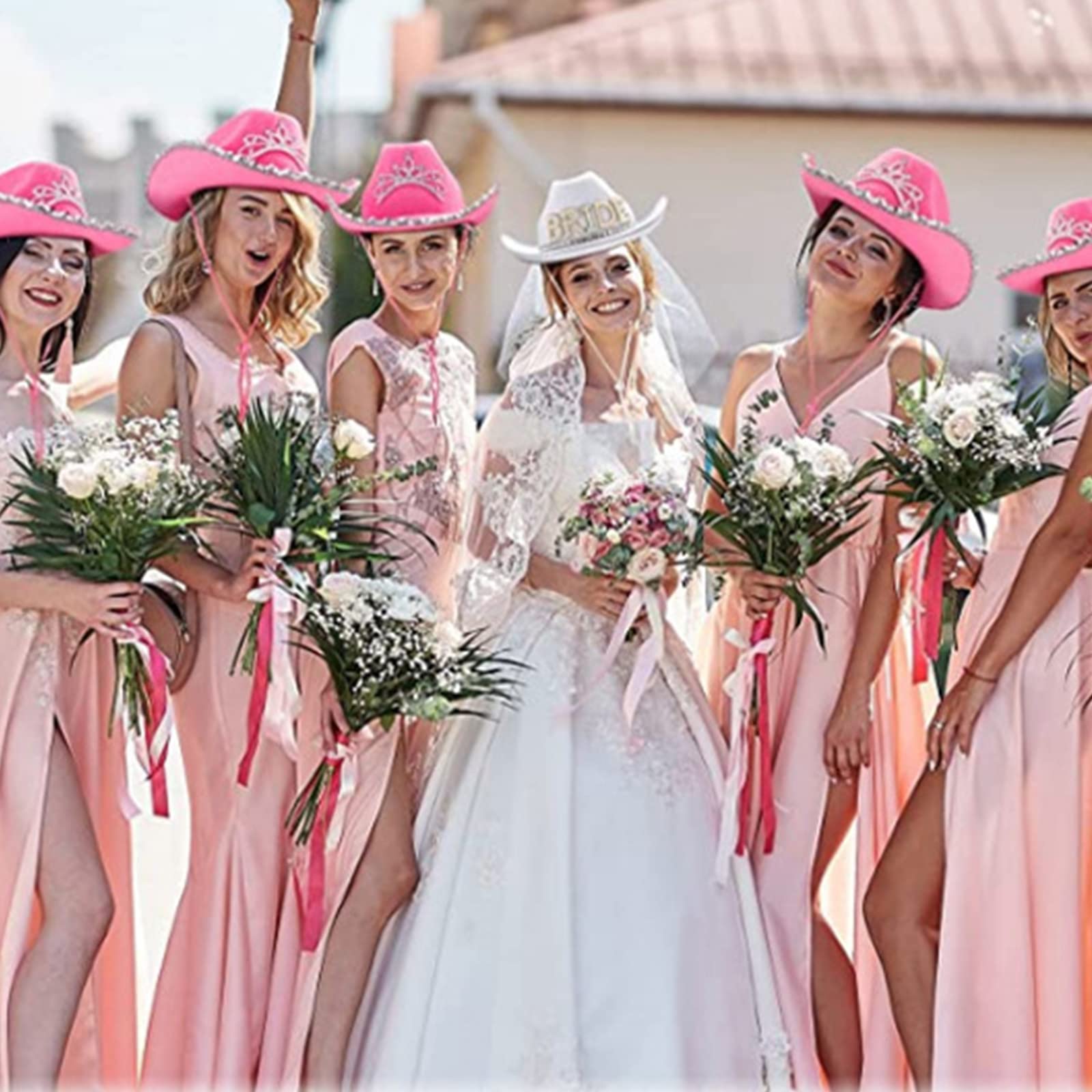 Chapeau pour demoiselle d'honneur - Chapeau jazz tendance pour femme - Costume de cowboy pour enterrement de vie de jeune fille - Accessoires de fête - Chapeaux de cowboy pour femme