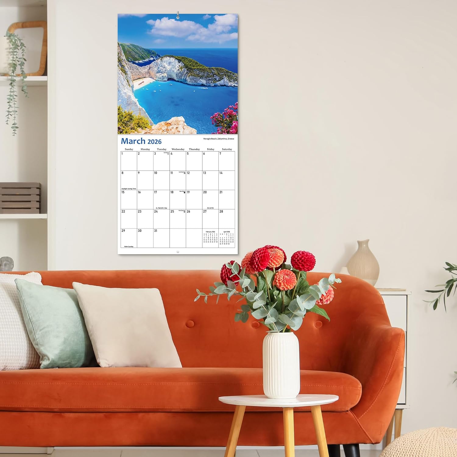 2026 Wall Calendar 12 Month, Beaches Large Wall Calendar 2026 from January to December 2026, Thick & Sturdy Glossy Paper for Home & Office Monthly Organization, 12"x 24"Open - Image 7