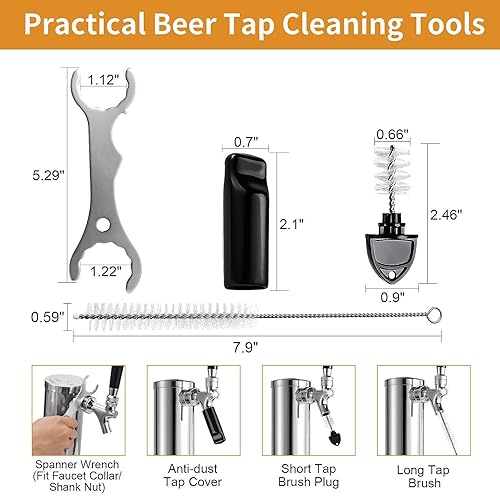 Miniatura 8 de Línea de cerveza de PVC de 5 pies y grifo de torre de cerveza inoxidable, kit de vástago de cerveza, grifo de cerveza de cierre automático, piezas