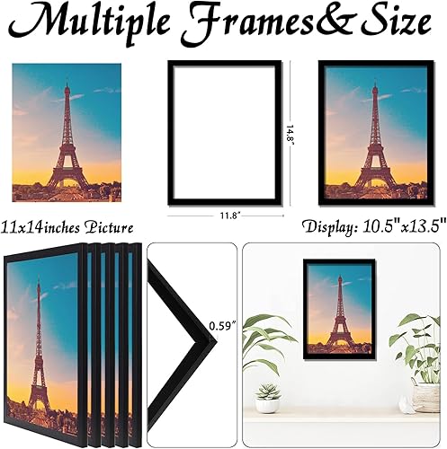 Vista 180 de Juego de 5 portarretratos de 10 x 14 pulgadas, marcos de fotos blancos de alta transparencia para galería de pared horizontal de escritorio vertical