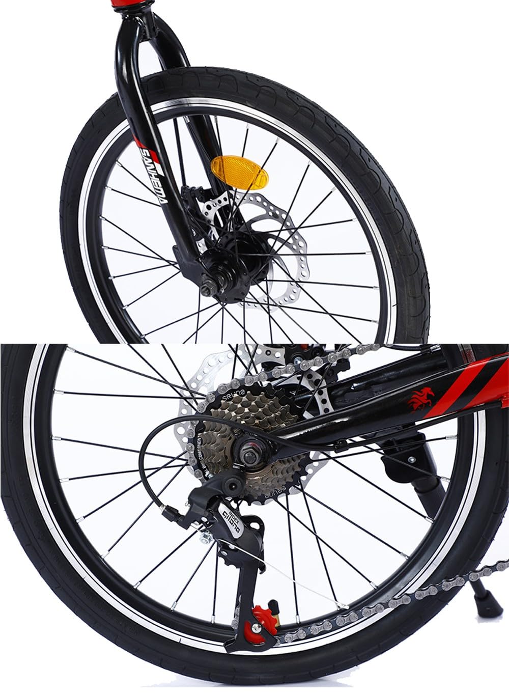 Kcolic Leichte Klappfahrräder, 9 Gang Fahrrad, Superleichtes Studenten Klapprad, Leichter Aluminiumrahmen, Doppelscheibenbremsen Vorne C,16in :