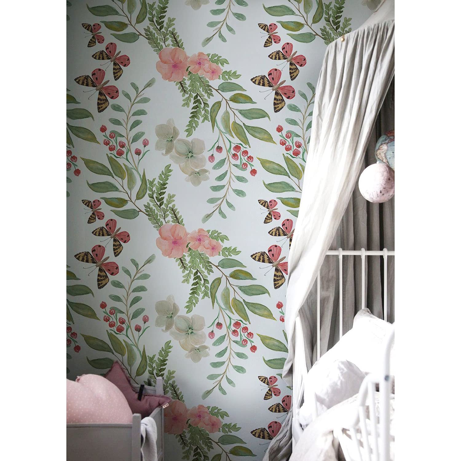 Stickers muraux auto-adhésive pour relooker un meuble ou mur abîmé fleurs pastel 208x146