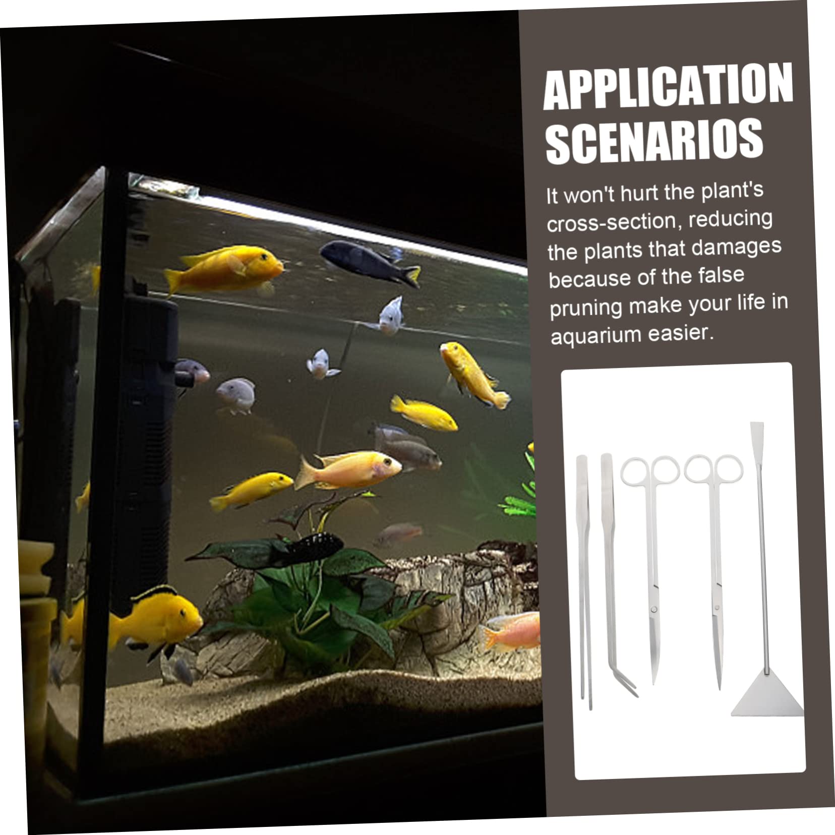 VANZACK 1 De Herramientas Acuáticas Pala Multifunción para Acuario Pinzas De Acero Inoxidable para Acuario Raspador Largo para Acuario Tijera para Acuario Suministro De