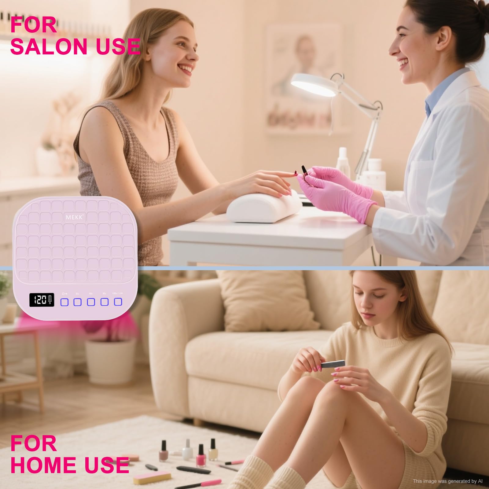 MEKK 54W Cordless UV LED Nail Lamp with Red Light and Auto Sensor