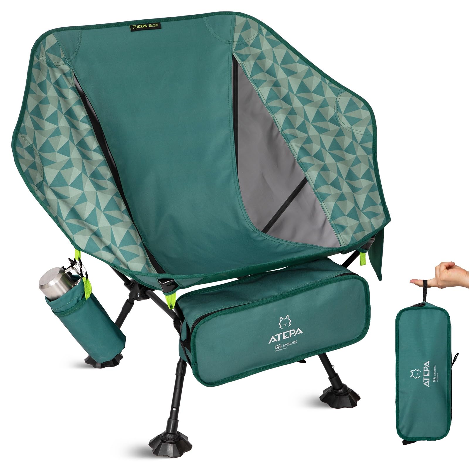Photo 1 of ATEPA UFO3.0 Ultralight Backpacking Chair, 330 lbs Heavy-Duty Aerospace Aluminum Folding Camp Chair with Hexagon Ergonomic Seat Anti-Sink Feet, Compact Portable Outdoor Gear for Hiking Fishing, Green