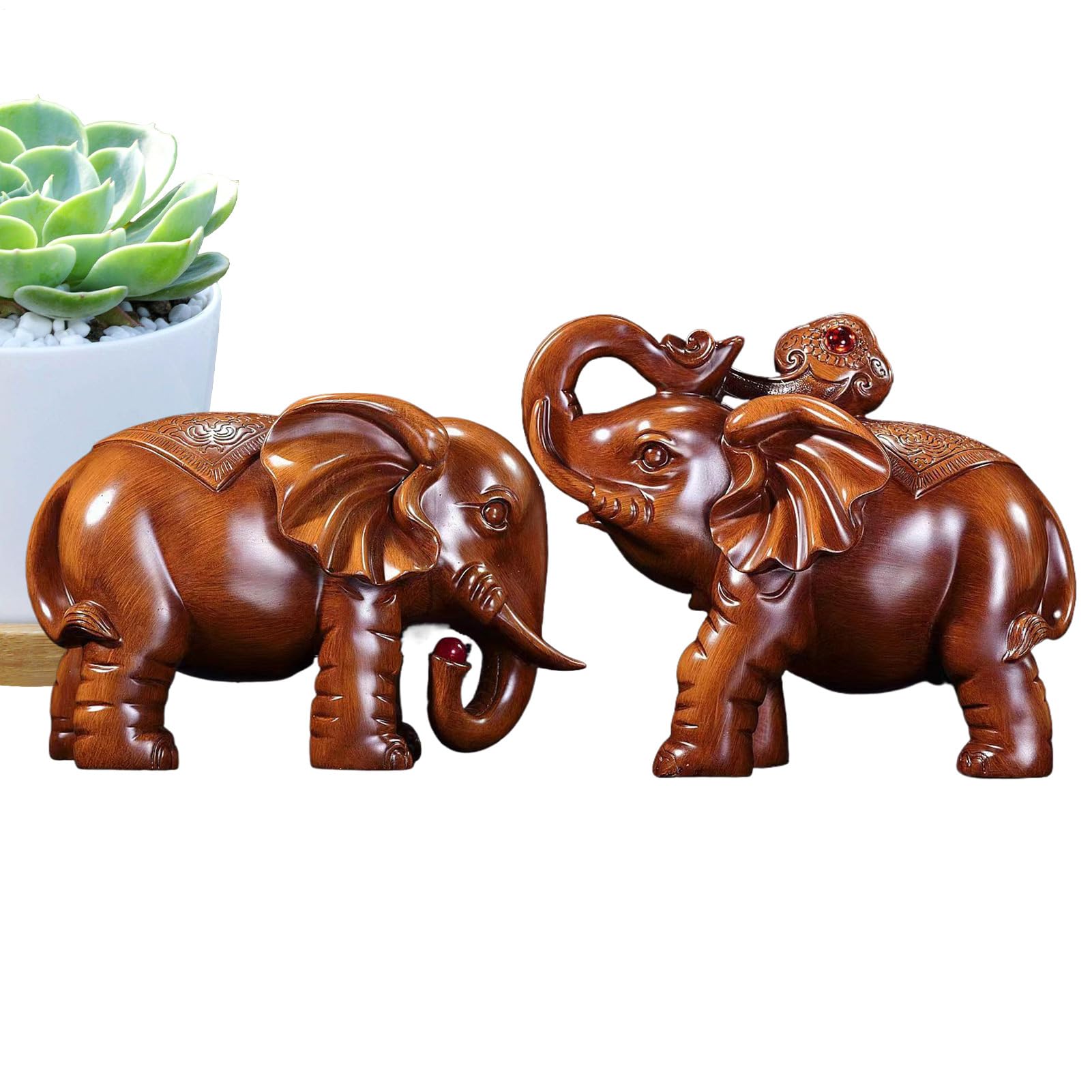 Estatua Elefante De Madera Decoración Rústica Artesanal Para El Hogar