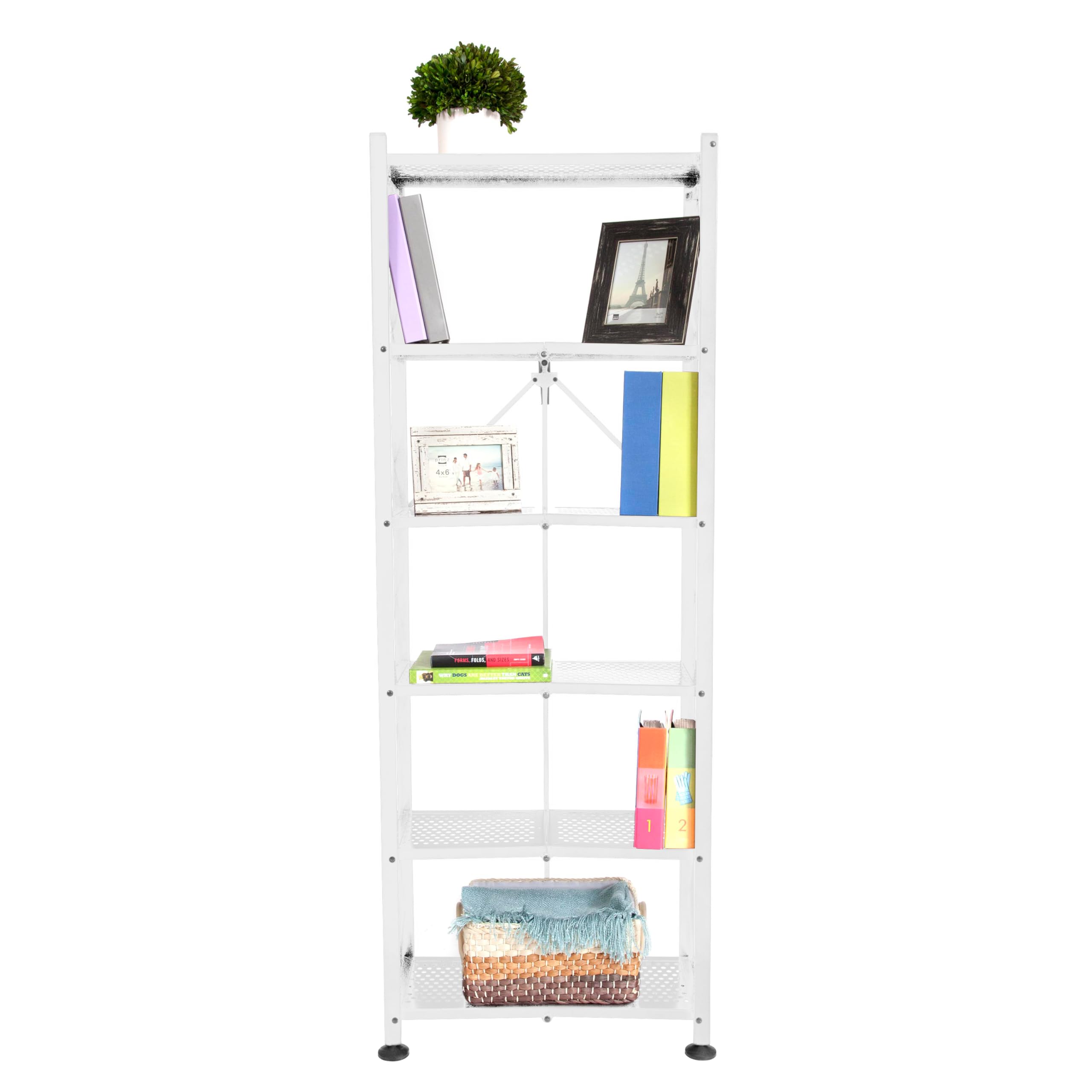 Origami 6-Tier Folding Bookshelf (White)
