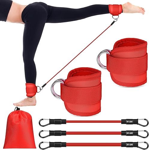 Bandas de resistencia de tobillo con puños, bandas de tobillo para entrenar pesas de tobillo para mujeres y hombres, equipo de entrenamiento de
