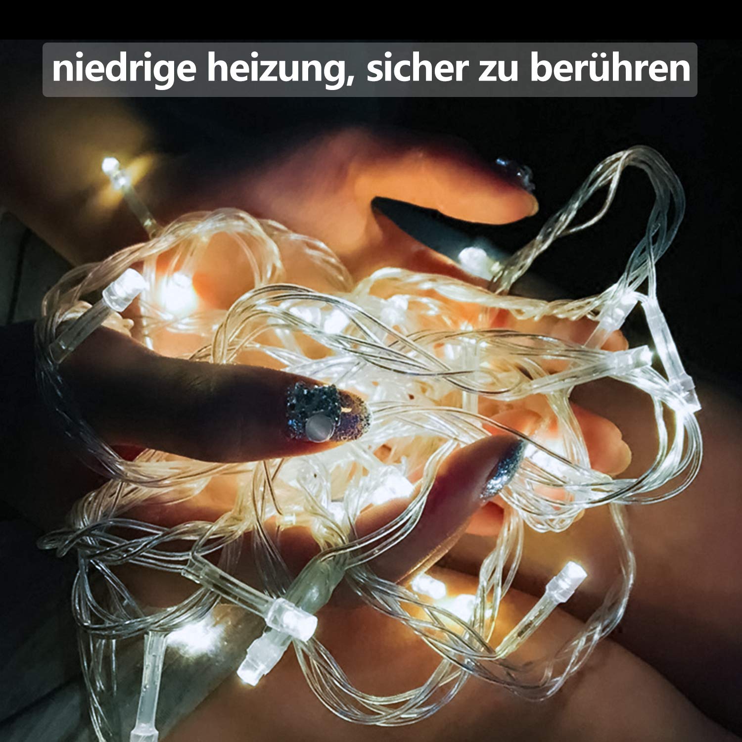 Sonnewelt Catena luminosa a LED, 100 m, 400 LED, luce bianca fredda, impermeabile, alimentata con spina, 8 modalità, funzione di memoria, decorazione per interni ed esterni