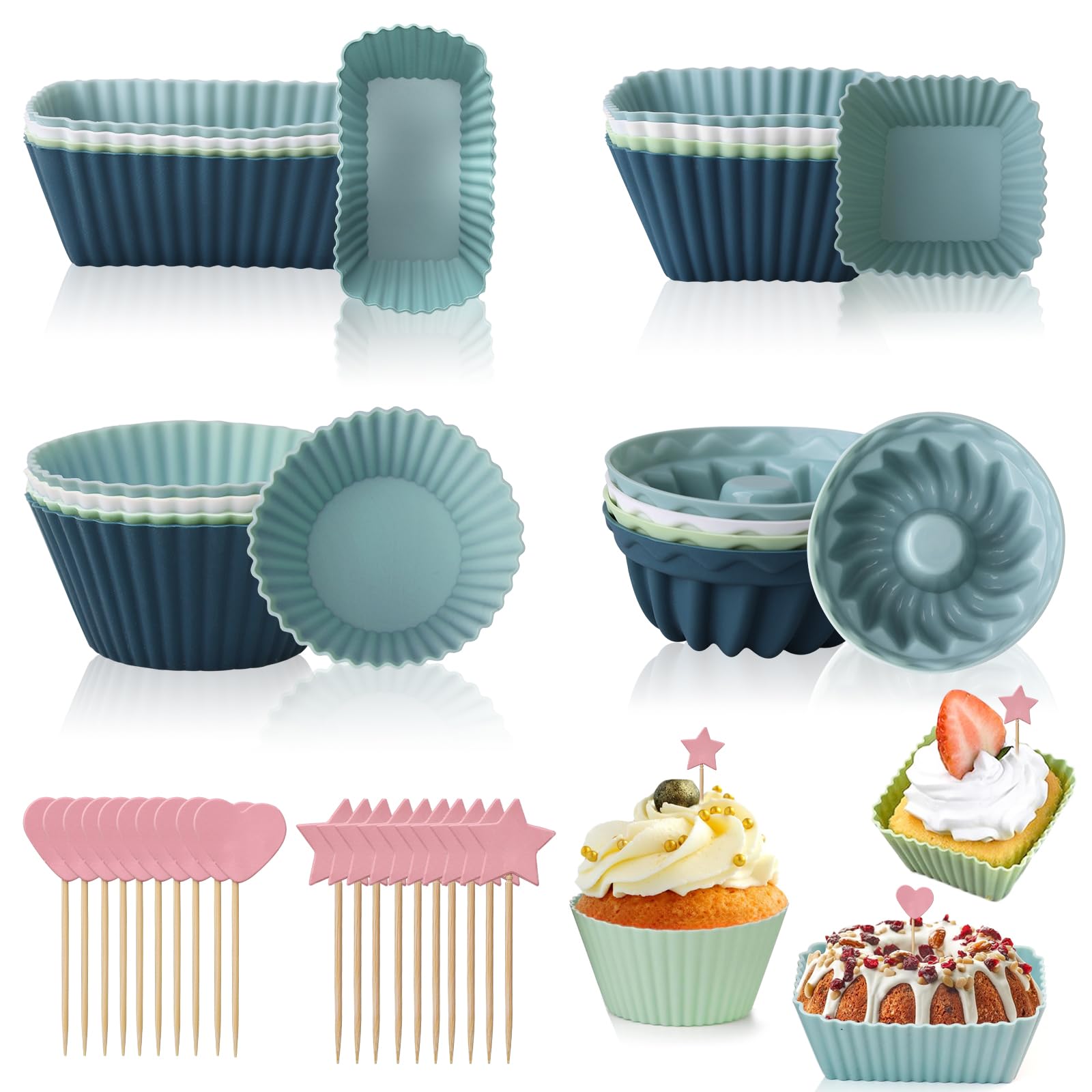Silikon-Muffinförmchen Set – 20-teilig, Ofenfest & Spülmaschinengeeignet Für Cupcakes, Desserts & Mehr