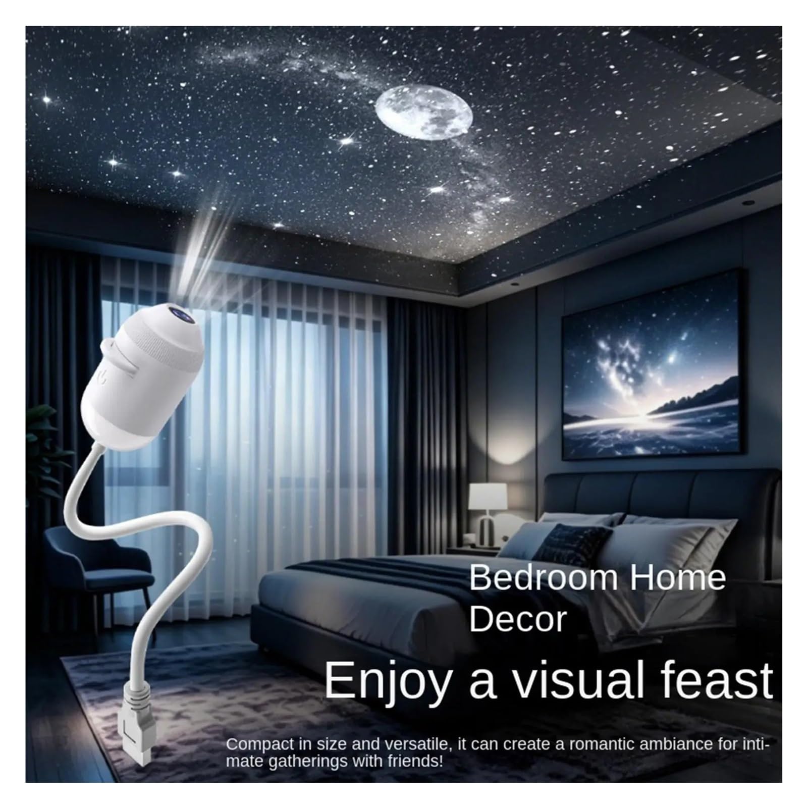 Proiettore Galaxy Star Da 24 Diapositive, Compatibile Con Universal, Home | Luce notturna ambientale mini USB 2 in 1 con cielo stellato for dormire e decorare la camera da letto