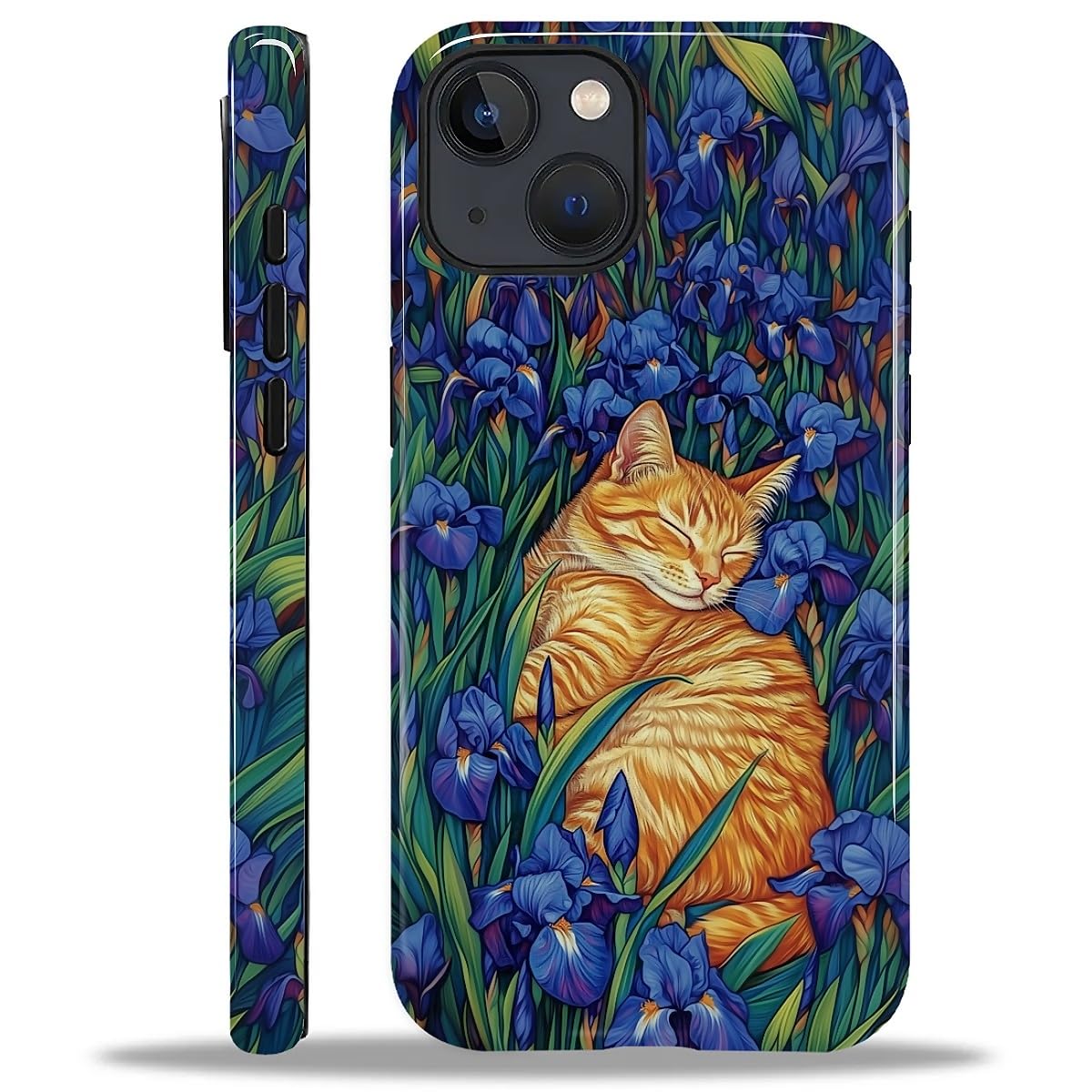 Compatible with iPhone 13 iPhone 14 Case, Hybrid 2-Layer Case Shockproof Anti-Scratch for Girl Women Boy Men, Irise Cat for iPhone 13 iPhone 14