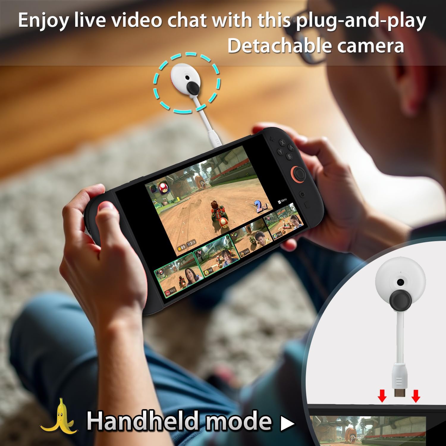 Camera for Nintendo Switch 2 (2025), 720P HD Video Camera, Privacy Sliding Lens Cover, ABS White and Green Color