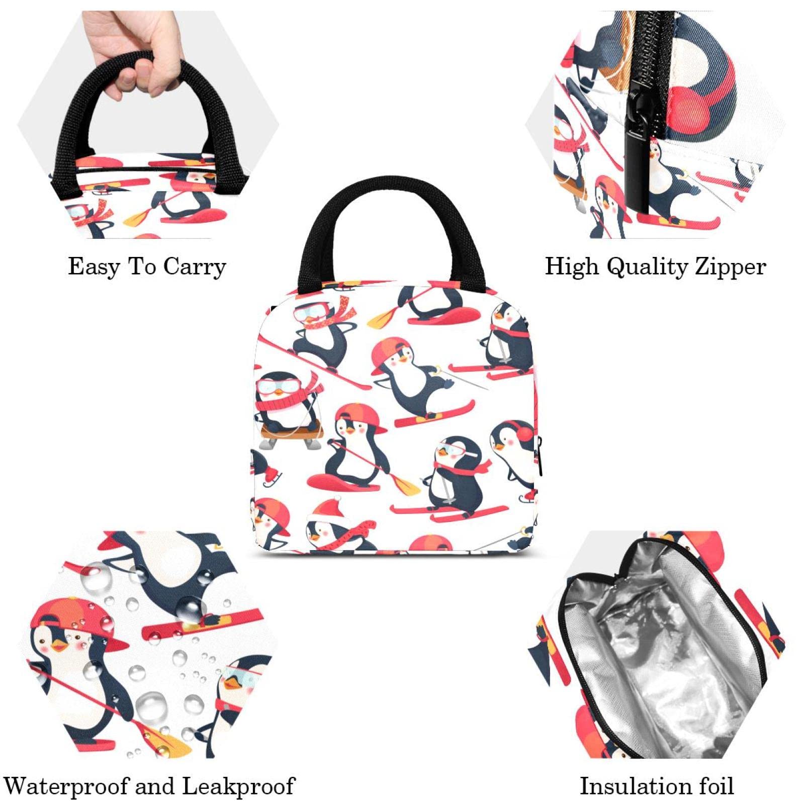 Borsa termica per il pranzo con simpatico pinguino, per donne e uomini, a tenuta stagna, per bambini, adulti, scuola, lavoro, viaggi, colore 4