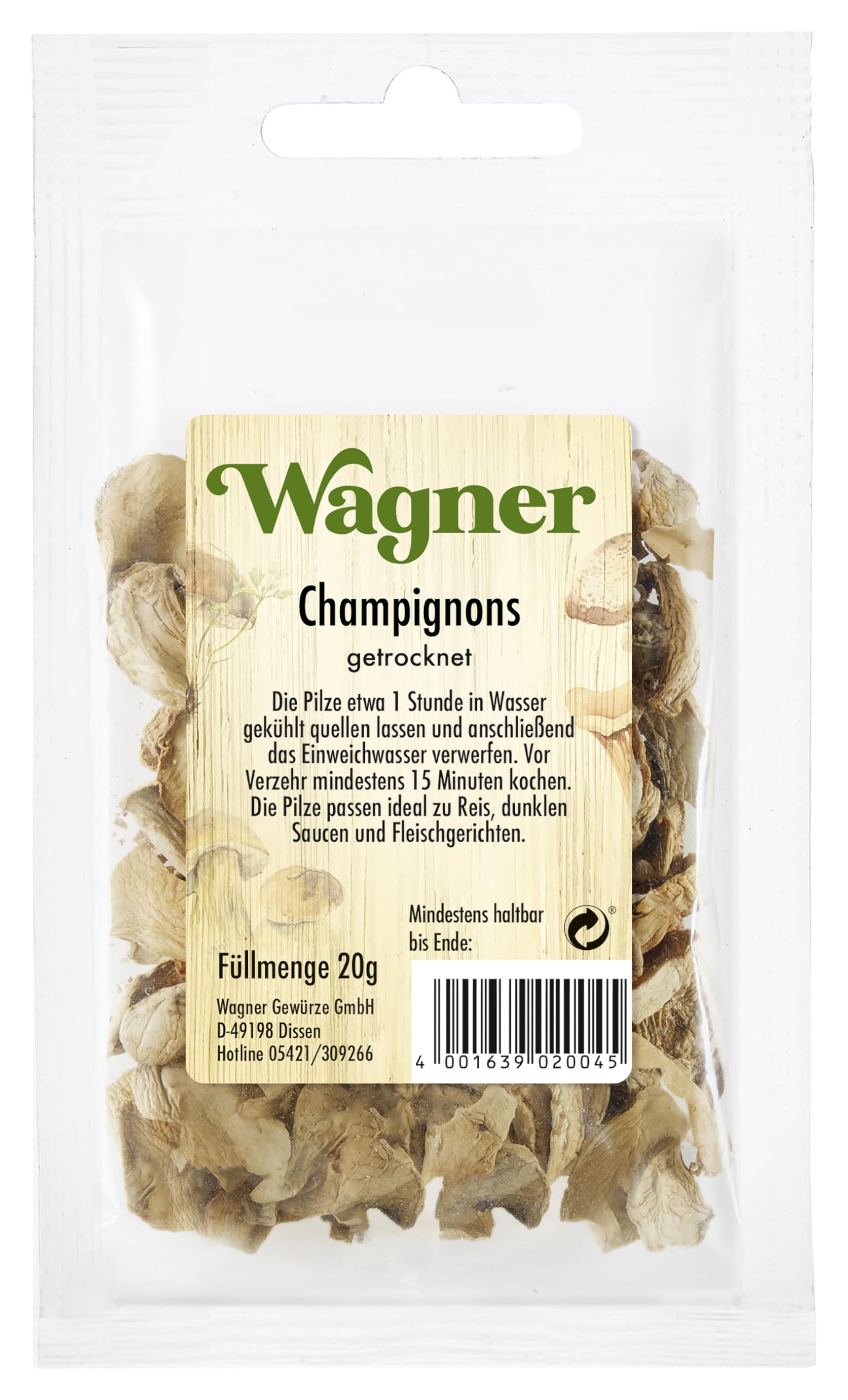 Wagner Green Forest getrocknete Champignons im 1er Pack (1 x 20 g) Lebensmittel & Getränke