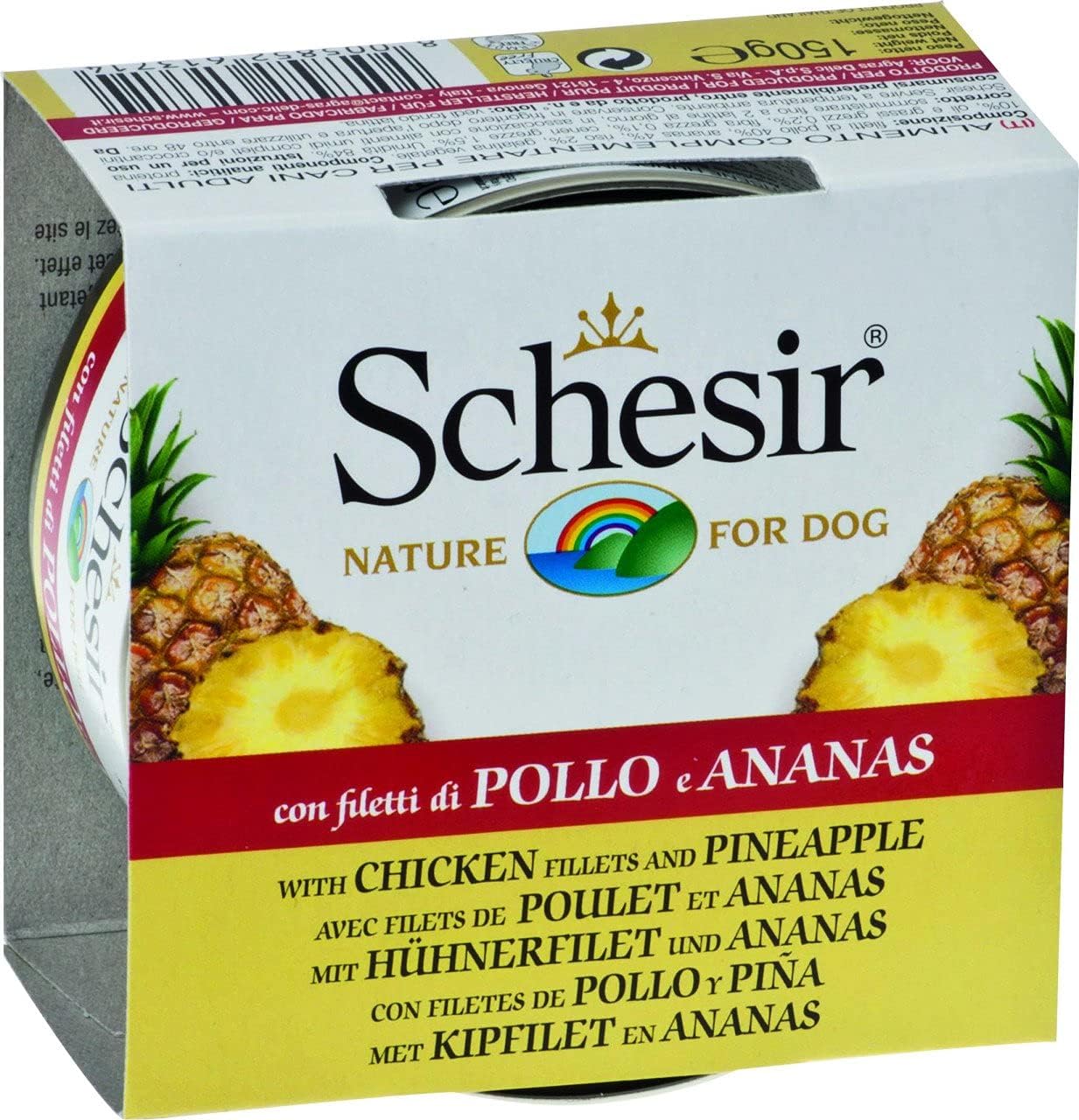 Schesir Dog Chicken with Pineapple, Chicken Fillets with Pineapple, 150 gr