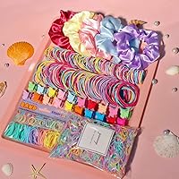 Vista 2 de YANRONG Ligas multicolores para el cabello para mujeres y niñas, sujetadores elásticos para cola de caballo, banda de goma para cabello grueso