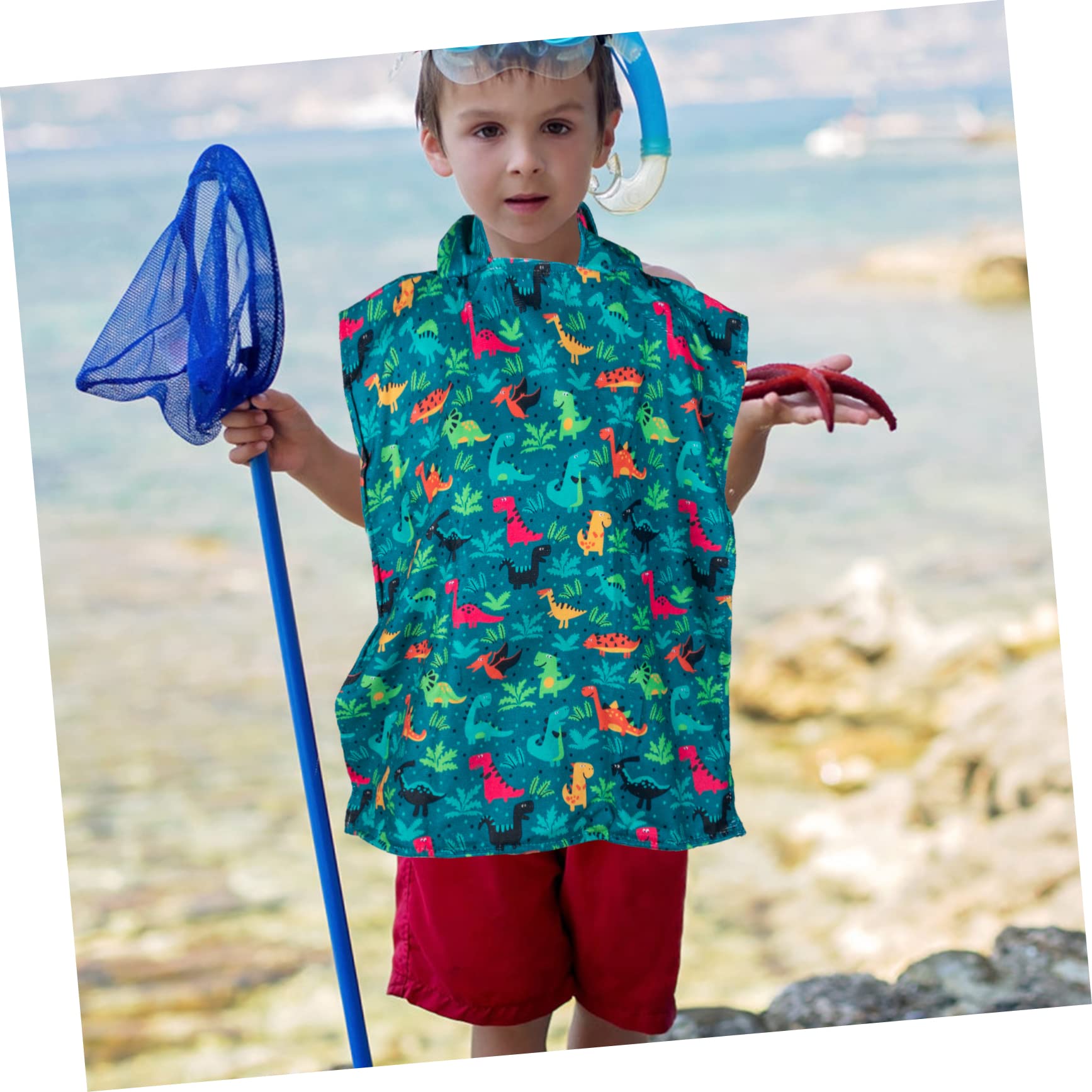 Toalla de Baño Capucha para Niño 3D Absorbente de Fibra Superfina para Piscina y Playa